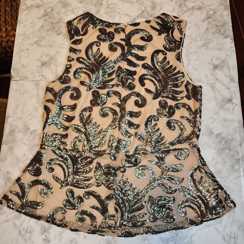 Anthropology Greylin Embellished Sequin Peplum Top Women's Size Petite Medium - Picture 10 of 10
